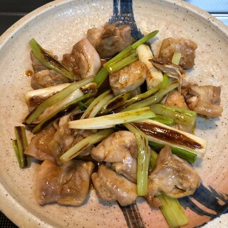 焼肉のタレde鶏肉と長ネギのコチュジャン炒め^_^